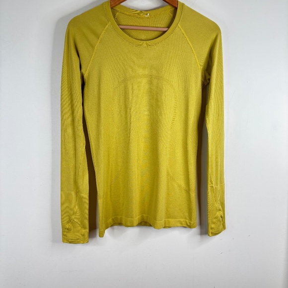 Lululemon Swiftly Tech Long Sleeve 6 Yellow Pear Thumb Holes Run Gym Pickleball - Picture 1 of 9
